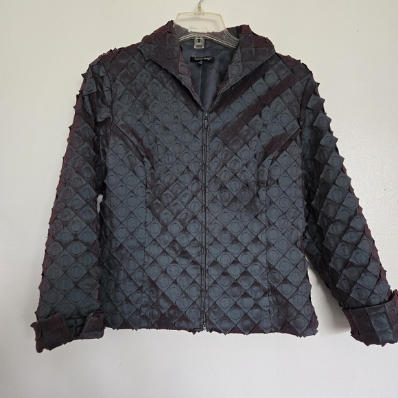 Samuel Dong Women's Geometric Zip-up Jacket Gray/purple Size M - Picture 2 of 9